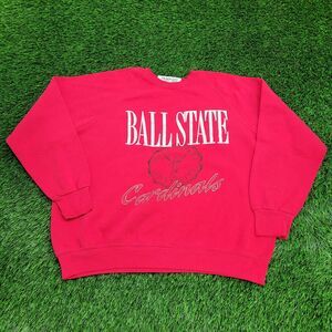 Vintage Ball State Cardinals Sweatshirt Womens 2XL 25x23 Red